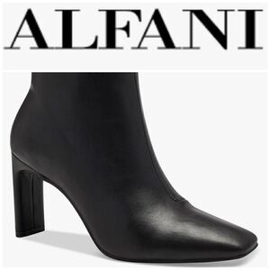 ALFANI 🎉HPx2 🎉 NIB - L Sz 9.5 Terrie Faux Leather Block Heel Ankle Booties/Black